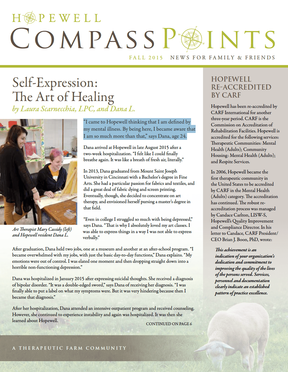 Fall 2015: Self-Expression – The Art of Healing